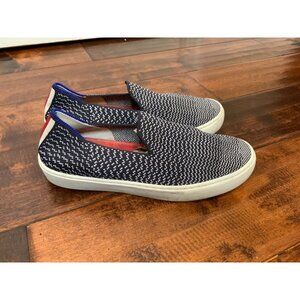 Rothy's Navy Blue & White Patterned Slip-On Sneakers, Size 6